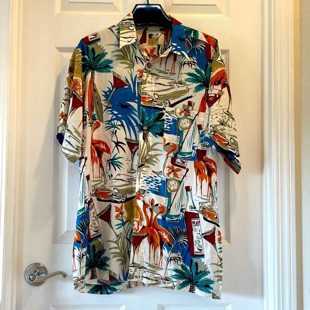 Ron Chereskin Colorful Tropical Men Shirt LARGE